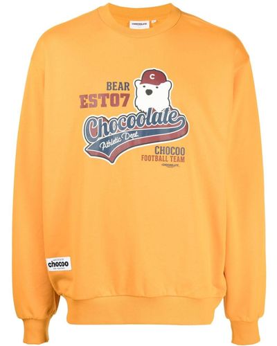 Chocoolate Logo-print Cotton Sweatshirt - Orange