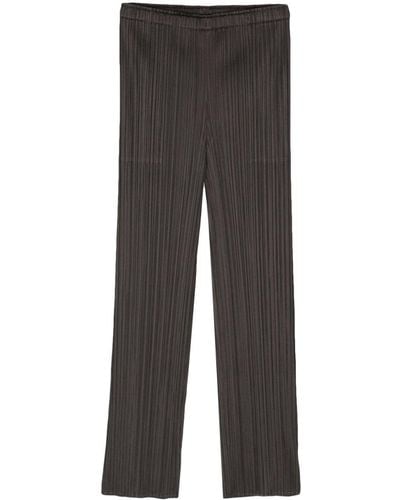 Pleats Please Issey Miyake January Pleated Cropped Pants - Grey