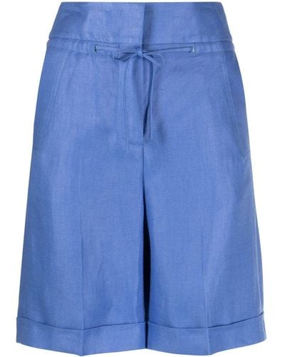 Peserico Drawstring Linen Shorts - Blue
