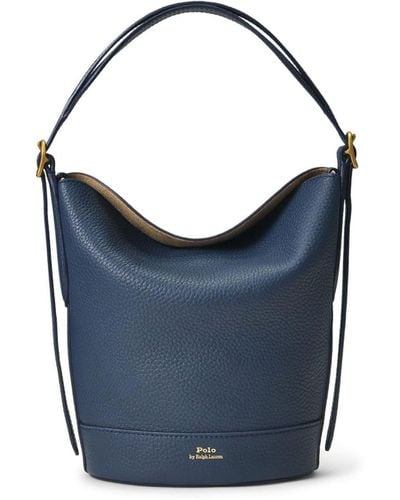 Polo Ralph Lauren Small Bellport Leather Bucket Bag - Blue