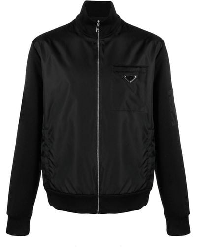 Prada Re-nylon Zip-up Sweatshirt - Black
