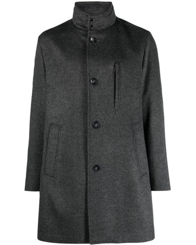 BOSS Mock-neck Single-breasted Coat - Black