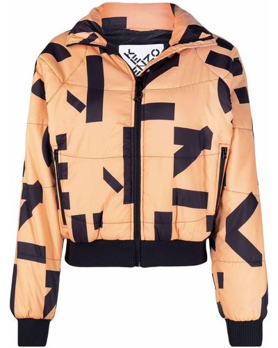 KENZO Graphic-print Zip-fastening Jacket - Orange