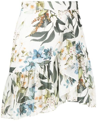 Bambah Gardenia Ruffle Silk Skirt - White