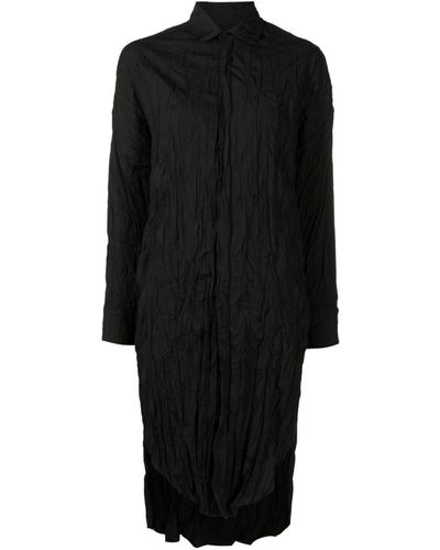 Osklen Crinkled Long-sleeved Shirt Dress - Black