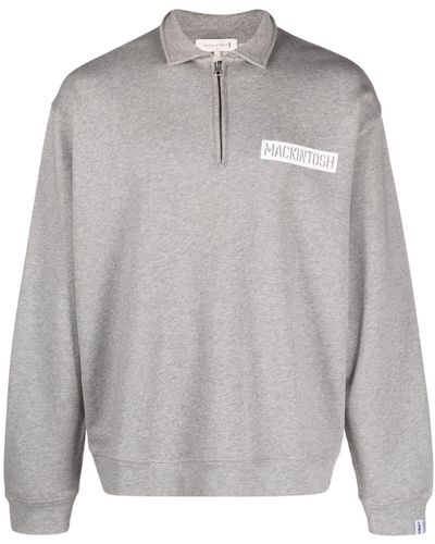 Mackintosh Logo-print Organic-cotton Sweatshirt - Grey