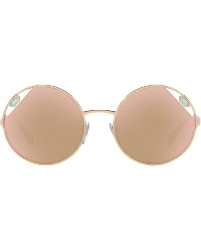 BVLGARI Stone-embellished Round Sunglasses - Pink