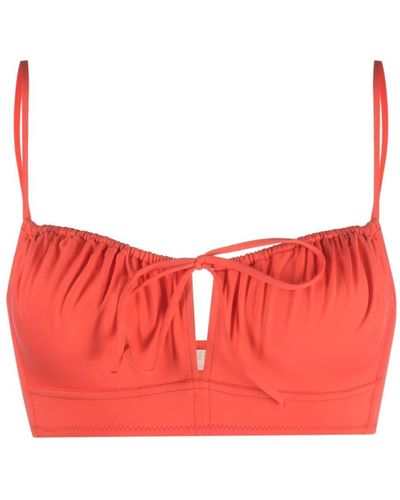 Ulla Johnson Deia Ruched Bikini Top - Red