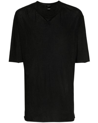 Avant Toi Drop-shoulder Cotton T-shirt - Black