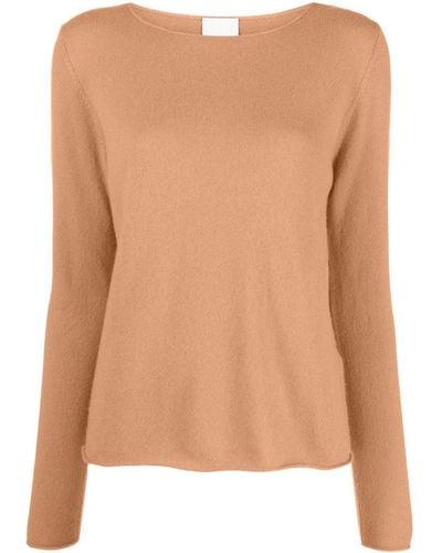 Allude Wide-neck Cashmere Top - Brown