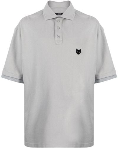 ZZERO BY SONGZIO Chenille Logo-patch Cotton Polo Shirt - Grey