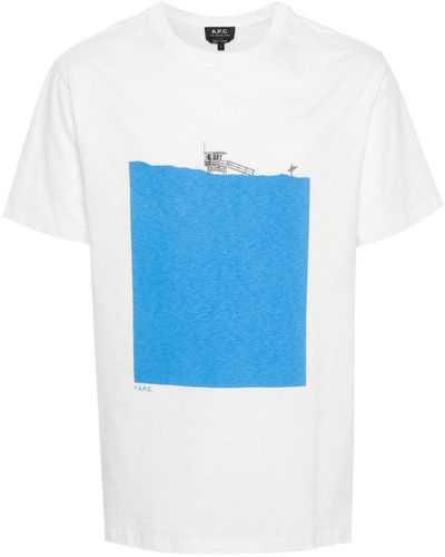 A.P.C. Camiseta Crush con estampado gráfico - Azul