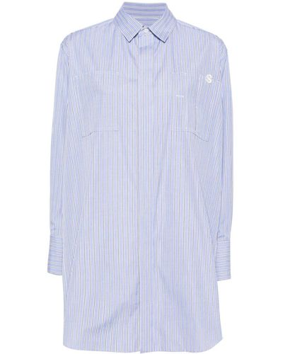 Sacai X Thomas Mason Striped Cotton Shirt - Blue