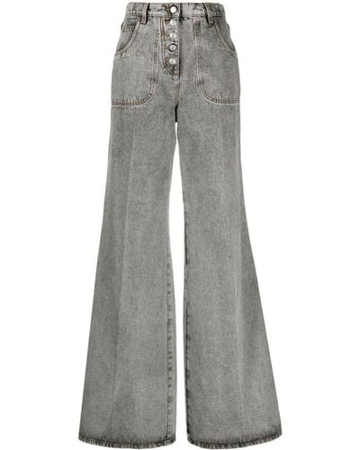 Etro Wide Flare Leg Multi-Buttons Jeans - Grey