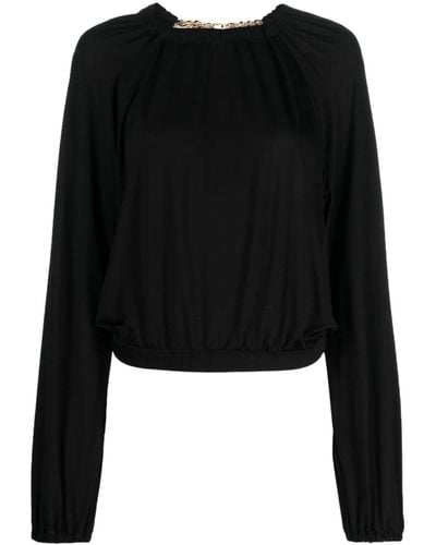 Just Cavalli Chain-link Cut-out Top - Black