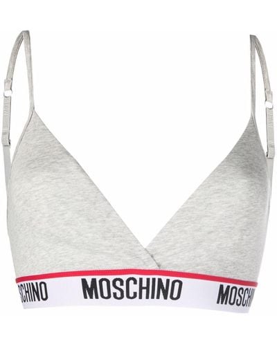 Moschino Logo-tape Triangle-cup Bra - Grey