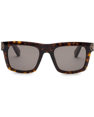 Philipp Plein Hexagon Rectangular-frame Sunglasses - Brown