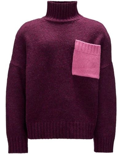 JW Anderson High-neck Drop-shoulder Sweater - Purple