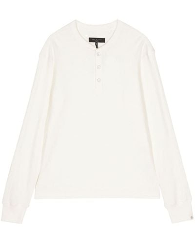 Rag & Bone Camisa de punto gofrado con manga larga - Blanco