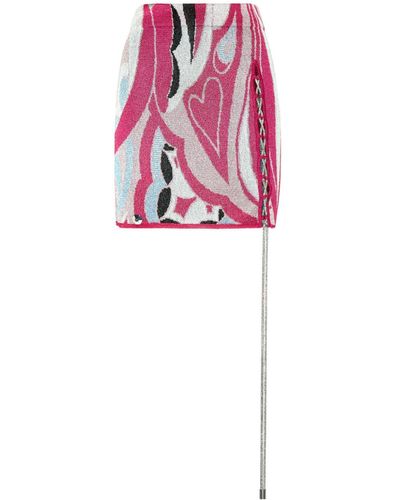 Philipp Plein Embellished Intarsia Knitted Miniskirt - Pink