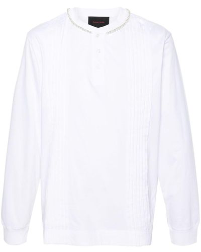 Simone Rocha Plissiertes Henley-Shirt - Weiß