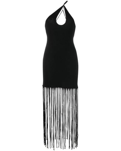 ROTATE BIRGER CHRISTENSEN + Net Sustain Cutout Fringed Embellished Stretch-jersey Maxi Dress - Black