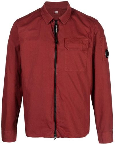C.P. Company Lens-detail Zip-up Shirt - Red