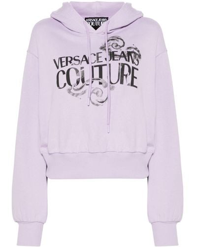 Versace Hoodie en coton à logo imprimé - Rose