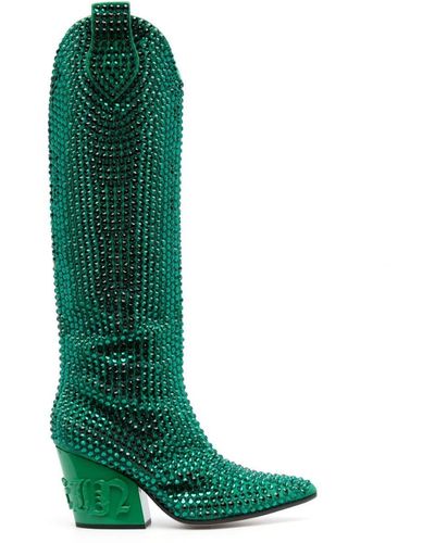 Philipp Plein Bottes 75 mm à ornements en cristal - Vert