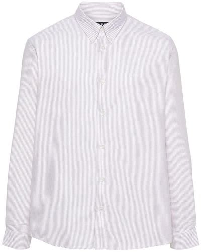 A.P.C. Embroidered-logo Striped Shirt - White