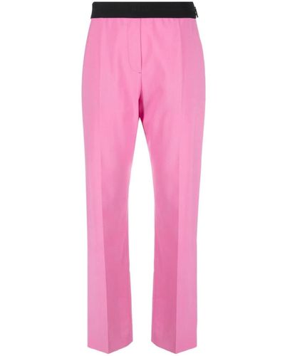MSGM Logo-waistband Wool Trousers - Pink