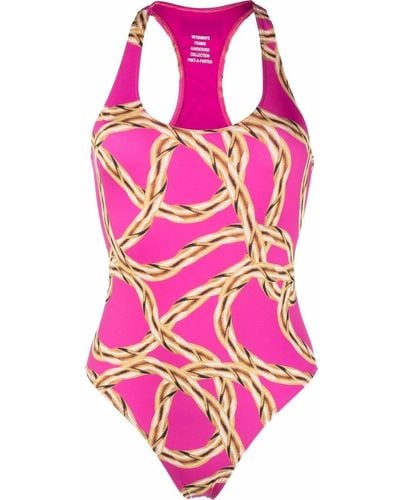 Vetements Chain-link Print Swimsuit - Pink
