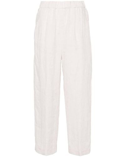 Peserico Cropped Straight Trousers - White