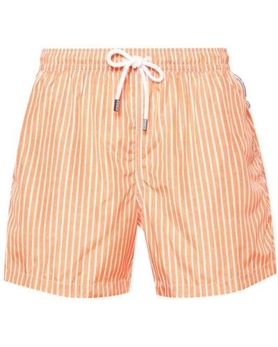 Fedeli Madeira Riga-pattern Swim Shorts - Pink