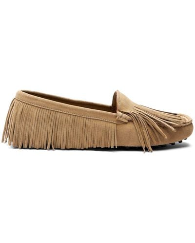 SCAROSSO Cochise Fringe-detail Suede Loafers - Brown