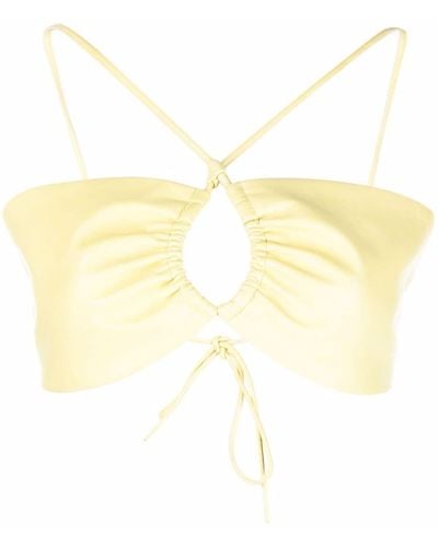 Ami Paris Leather Strappy Top - Yellow