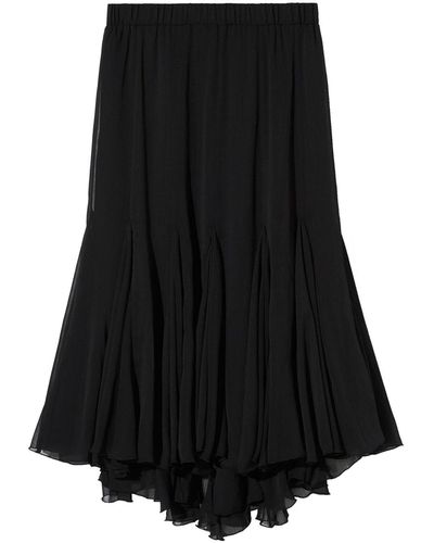 B+ AB Layered Pleated Midi Skirt - Black