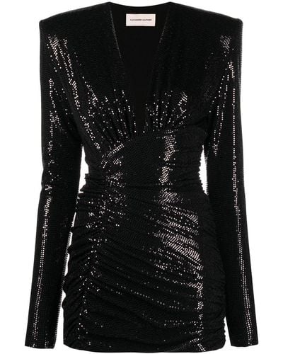 Alexandre Vauthier Sequin-embellished V-neck Mini Dress - Black