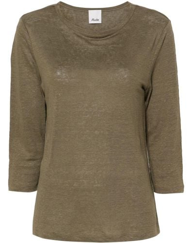 Allude Boat-neck Linen Sweater - Green