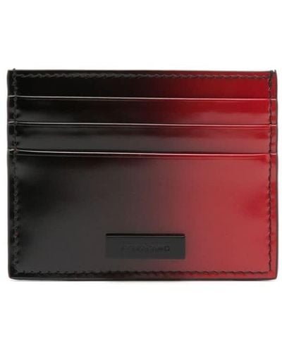 Ferragamo Ombré-effect Leather Card Holder - Red