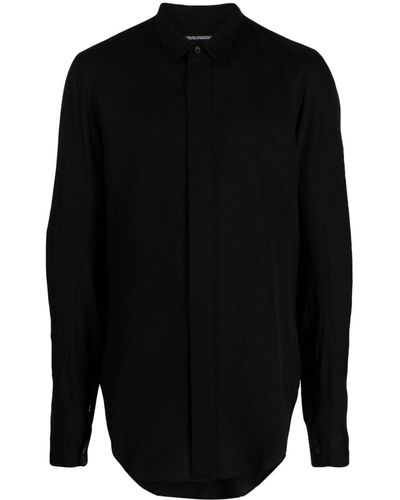 Julius Classic-collar Concealed-fastening Shirt - Black