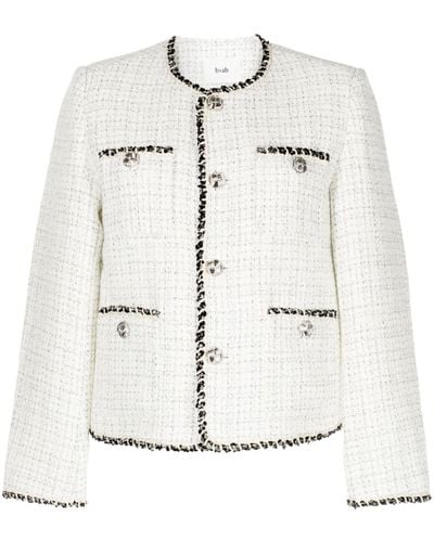 B+ AB Contrasting-trim Tweed Jacket - White