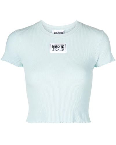 Moschino Logo-appliqué Cropped T-shirt - Blue