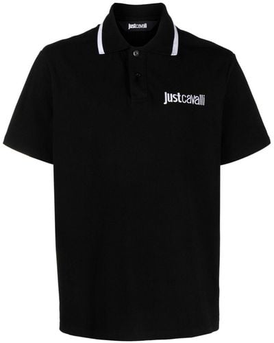 Just Cavalli Logo-embroidered Piqué Polo Shirt - Black