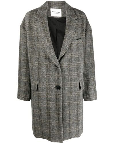 Isabel Marant Limiza Herringbone Wool Coat - Grey