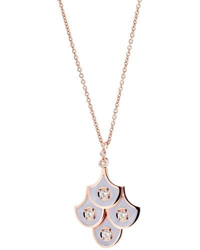 Selim Mouzannar 18kt Rose Gold Fish Scale Diamond And Lilac Enamel Pendant Necklace - Pink