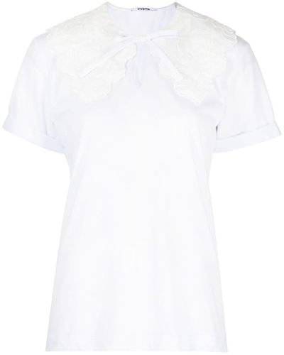 Vivetta Blouse en coton à manches courtes - Blanc