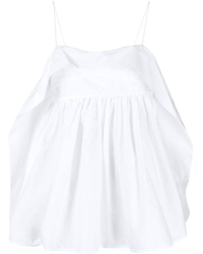 Cecilie Bahnsen Cut-out Flared Top - White