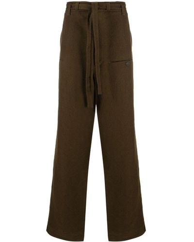 Ziggy Chen Pantalones anchos con cintura lazada - Marrón