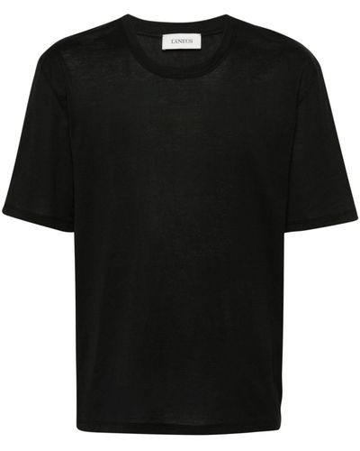Laneus Plain Cotton T-shirt - ブラック